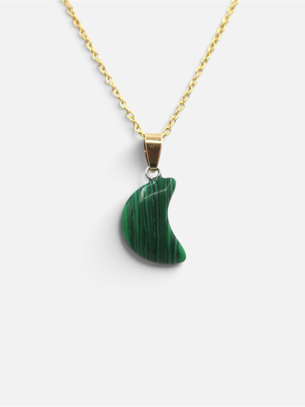 MALACHITE MOON NECKLACE (GOLD)
